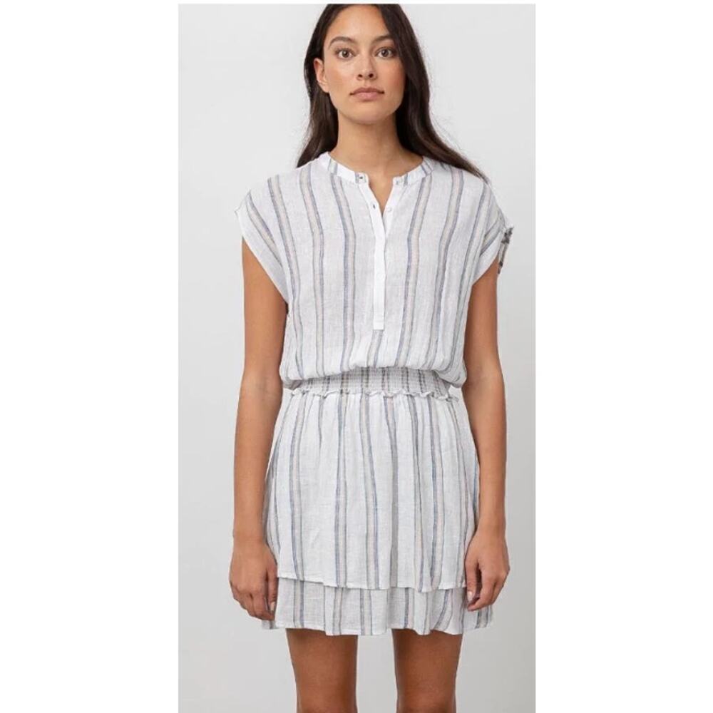 Rails Womens Angelina Ryland Stripe Dress Size XS Mini White Rainbow Beachy Boho